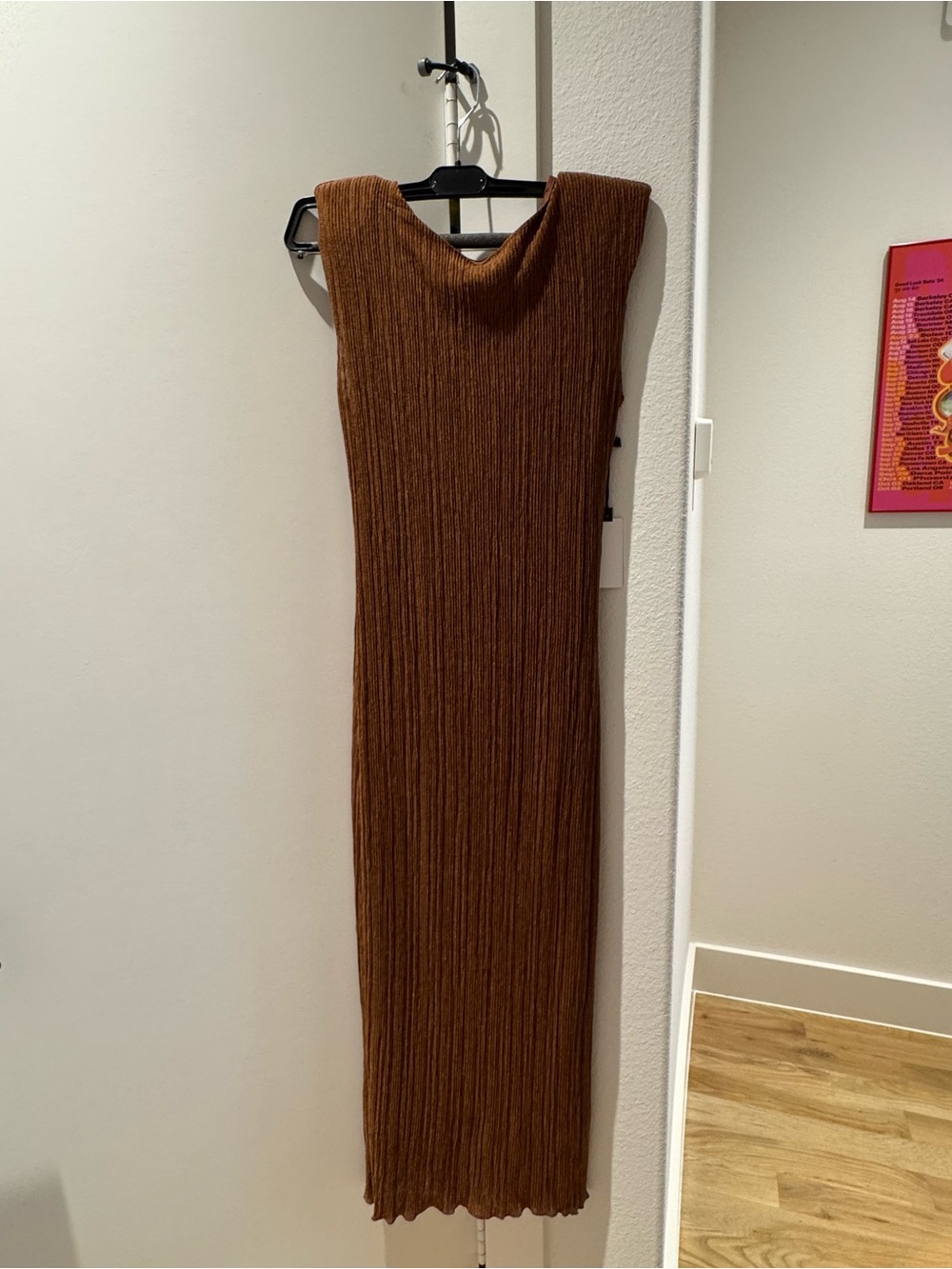 Astr Ribbed Sleeveless Midi Dress in Rich Brown